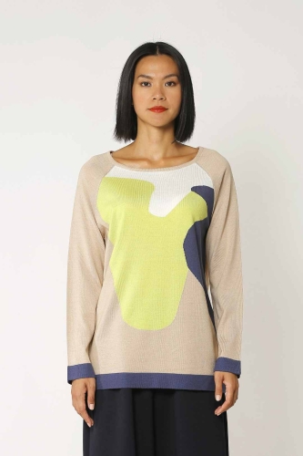 Intarsia Sweater - Beige - 1