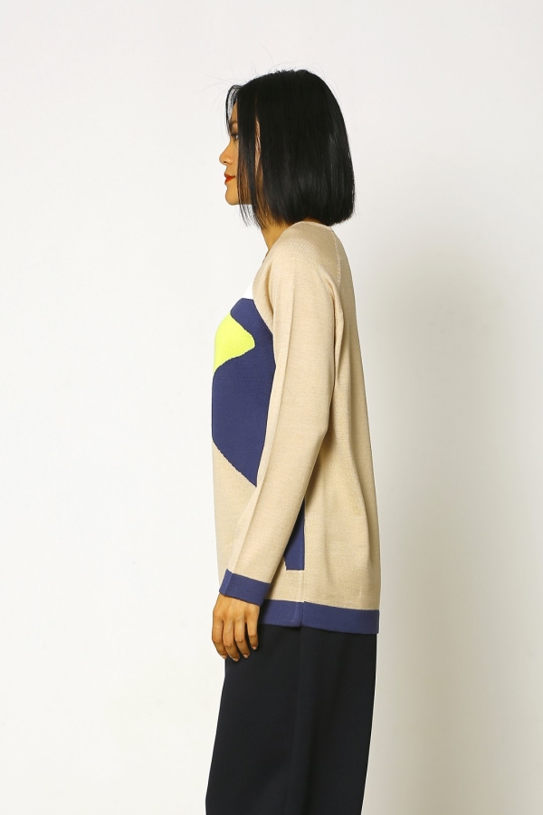 Intarsia Sweater - Beige - 2