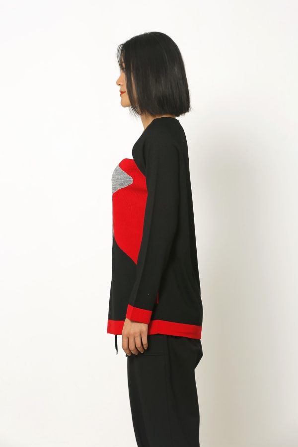 Intarsia Sweater - Black - 2