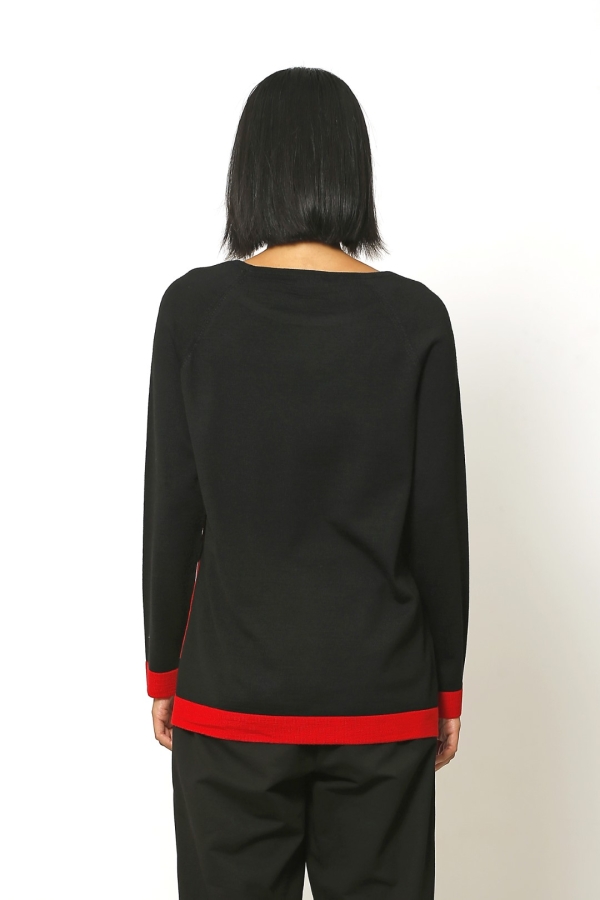 Intarsia Sweater - Black - 3