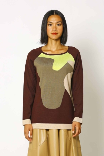Intarsia Sweater - Plum Green 