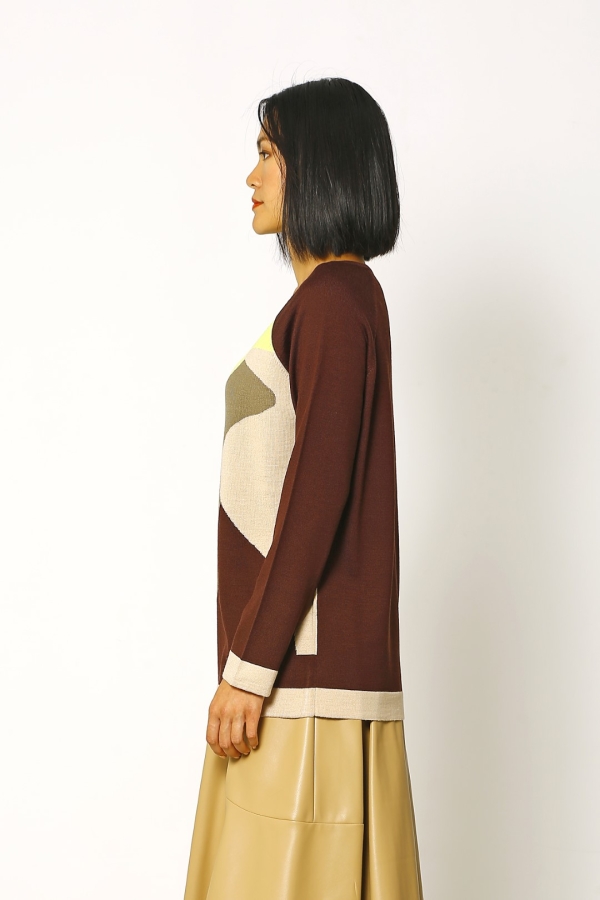 Intarsia Sweater - Plum Green - 2