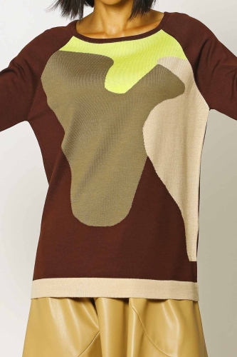 Intarsia Sweater - Plum Green - 4
