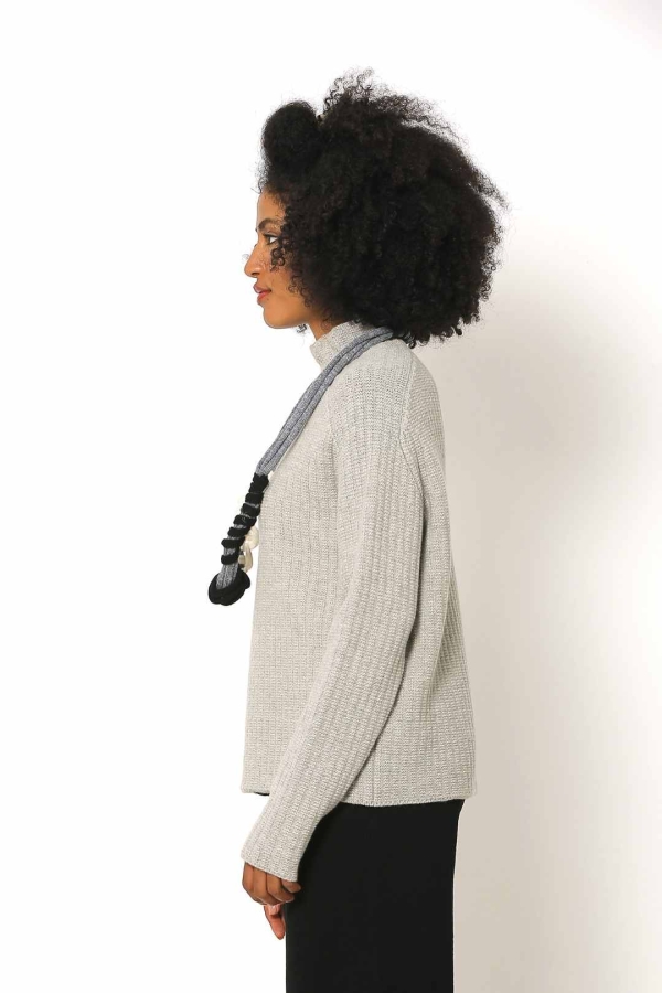 Italian Knitted Sweater - Gray Melange - 2