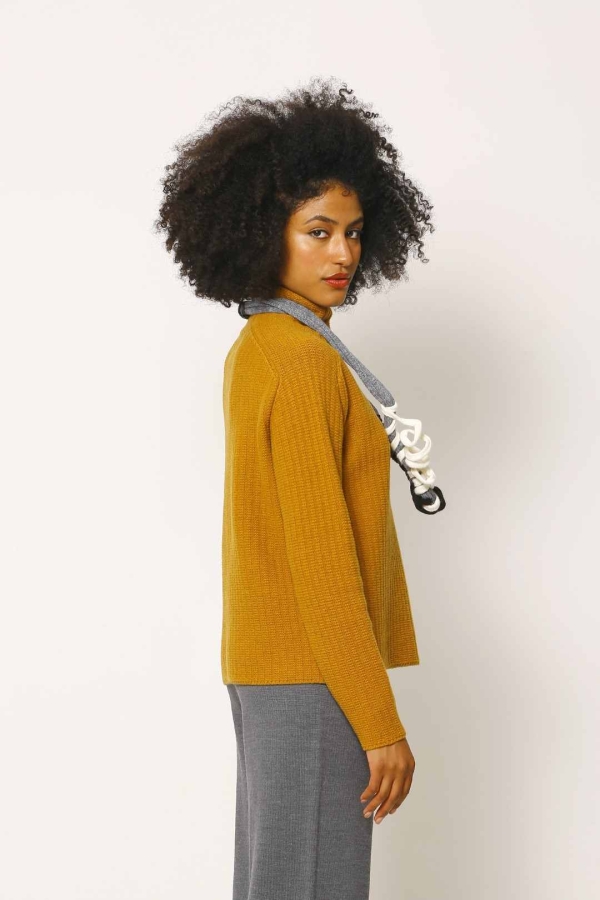 Italian Knitted Sweater - Mustard - 2