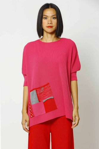 Jacquard Pocket Sweater - Pink 