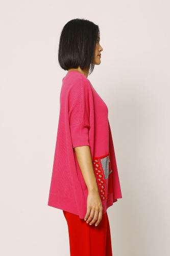 Jacquard Pocket Sweater - Pink - 2