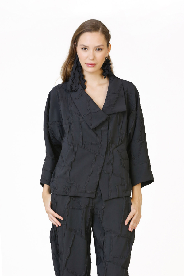 Jacquard Short Jacket - Black - 2