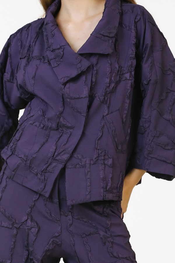 Jacquard Short Jacket - Purple - 5