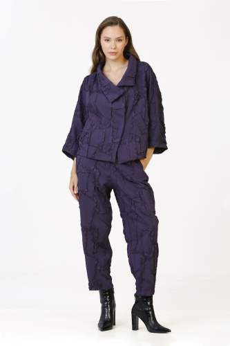 Jacquard Short Jacket - Purple - 2