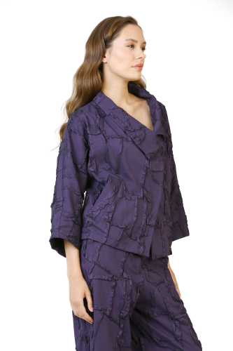 Jacquard Short Jacket - Purple - 3