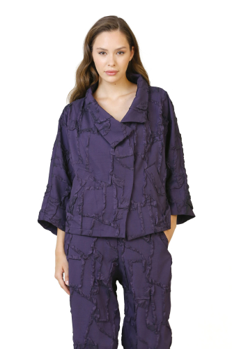 Jacquard Short Jacket - Purple 