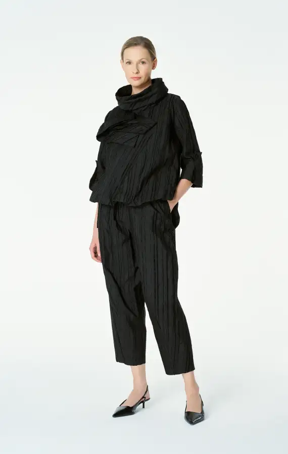 Janus Gül Yaka Bluz - Siyah - 2