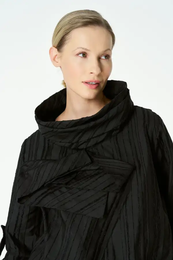 Janus Gül Yaka Bluz - Siyah - 3