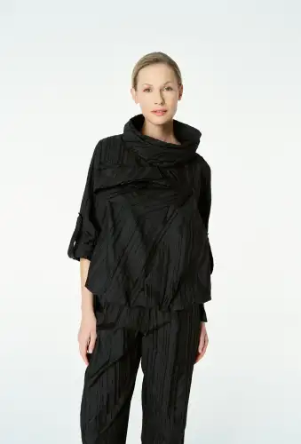 Janus Gül Yaka Bluz - Siyah - 4