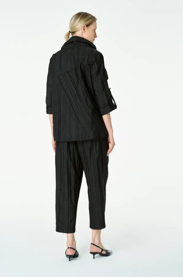 Janus Gül Yaka Bluz - Siyah - 5