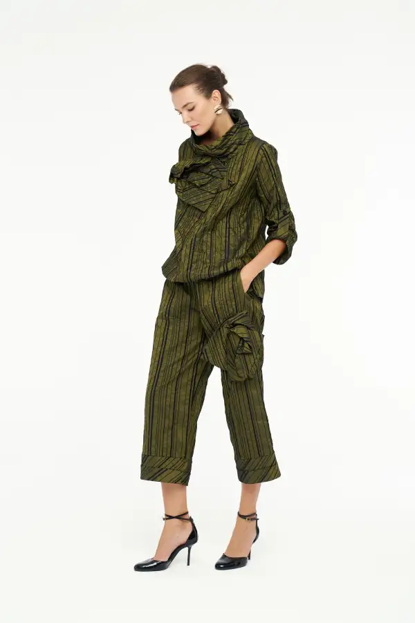 Janus Gül Yaka Bluz - Yesil - 1