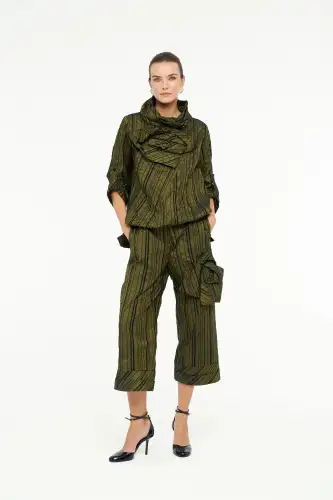 Janus Gül Yaka Bluz - Yesil - BIZE (1)