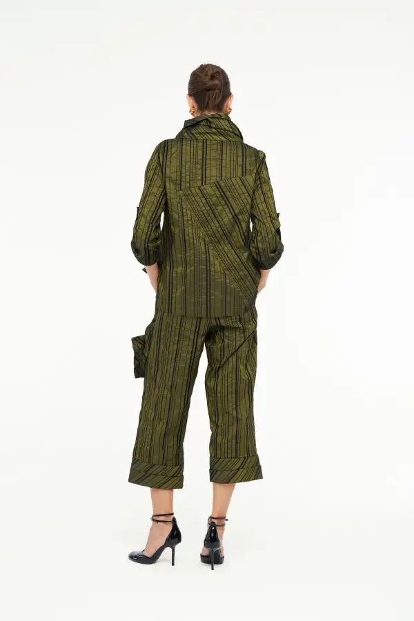 Janus Gül Yaka Bluz - Yesil - 5