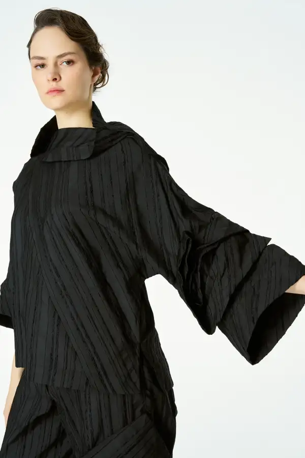 Janus Kolu Güllü Bluz - Siyah - 1