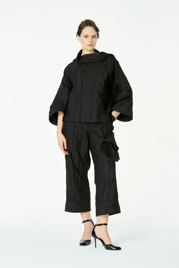 Janus Kolu Güllü Bluz - Siyah - 2