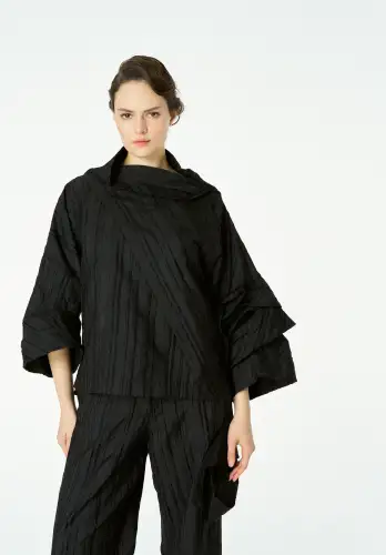 Janus Kolu Güllü Bluz - Siyah - 3