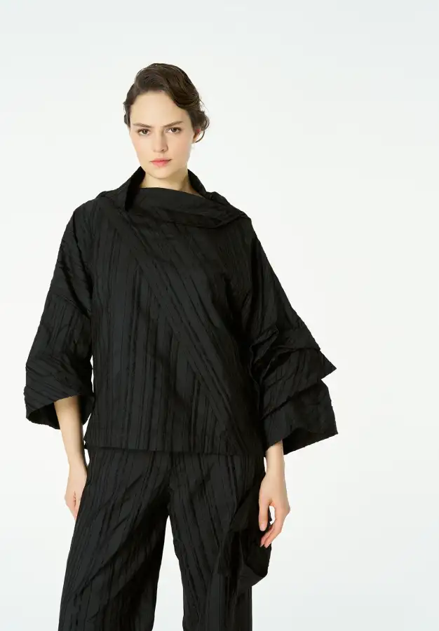 Janus Kolu Güllü Bluz - Siyah - 3