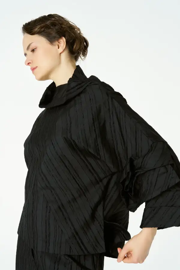 Janus Kolu Güllü Bluz - Siyah - 4