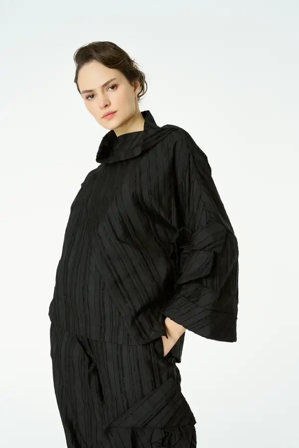 Janus Kolu Güllü Bluz - Siyah - 5