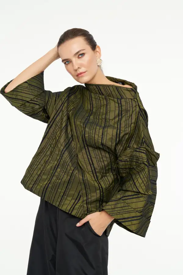 Janus Kolu Güllü Bluz - Yesil - 1