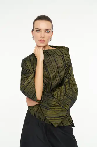 Janus Kolu Güllü Bluz - Yesil - 5