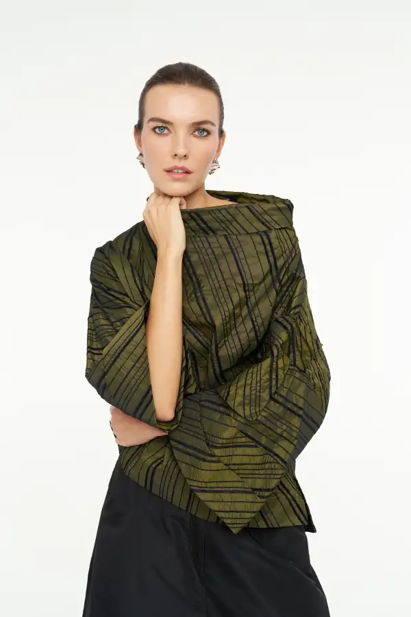 Janus Kolu Güllü Bluz - Yesil - 5