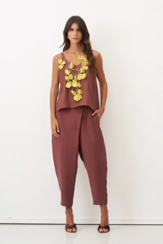 Kahverengi Anvelop Kapama Detaylı Patmos Pantolon - BIZE (1)