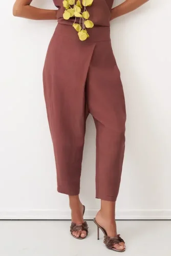 Kahverengi Anvelop Kapama Detaylı Patmos Pantolon - 1