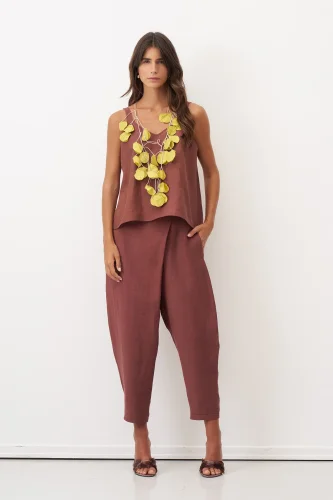 Kahverengi Anvelop Kapama Detaylı Patmos Pantolon - BIZE (1)