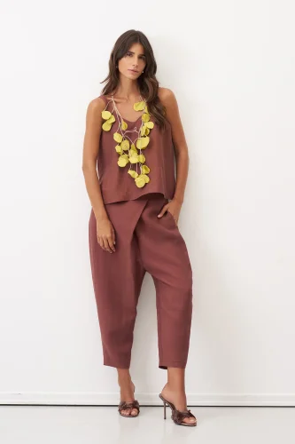 Kahverengi Anvelop Kapama Detaylı Patmos Pantolon - 3
