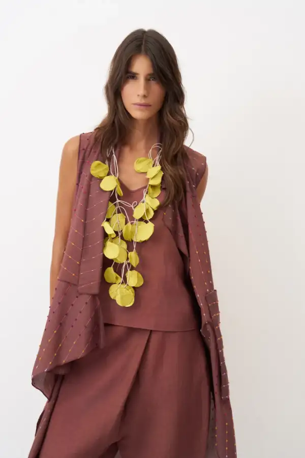 Kahverengi Renkli Dokulu Asimetrik Kesim Kolsuz Patmos Kap - 5