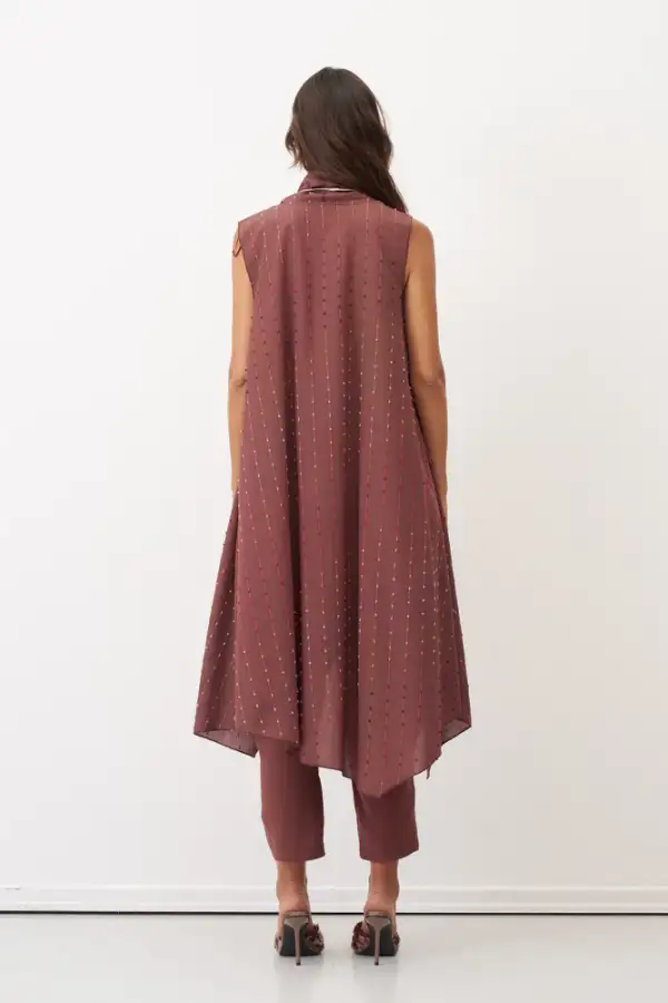 Kahverengi Renkli Dokulu Asimetrik Kesim Kolsuz Patmos Kap - 7