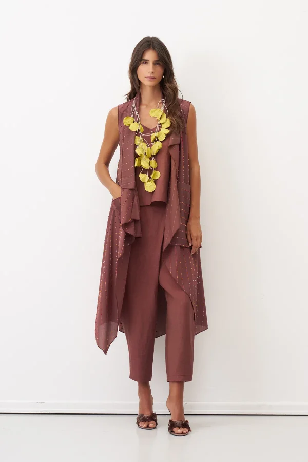 Kahverengi Renkli Dokulu Asimetrik Kesim Kolsuz Patmos Kap - 1