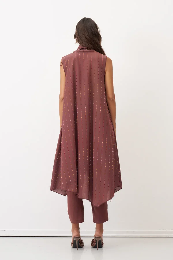 Kahverengi Renkli Dokulu Asimetrik Kesim Kolsuz Patmos Kap - 7