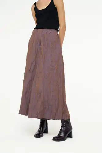 Kırışık Tafta Pantolon - Kahverengi - BIZE (1)