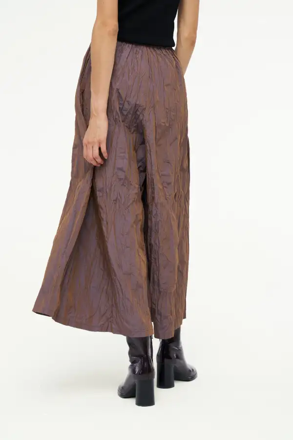 Kırışık Tafta Pantolon - Kahverengi - 4