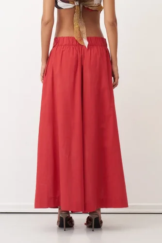 Kırmızı Bol Kesim Astarlı Uzun Daskalio Pantolon - 5