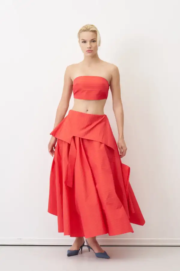 Kırmızı Korsajı Kalın Kemerli Çizgili Roumeli Etek - 3