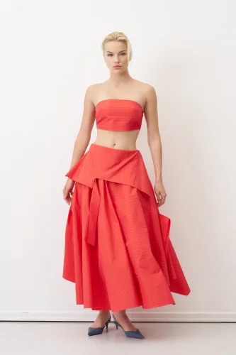 Kırmızı Korsajı Kalın Kemerli Çizgili Roumeli Etek - 3