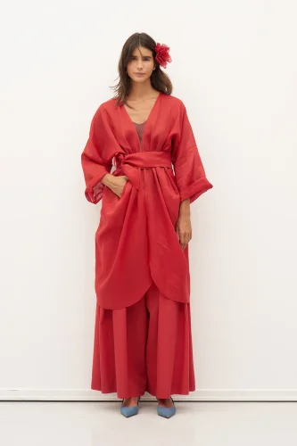 Kırmızı Monopetra Kimono - 5