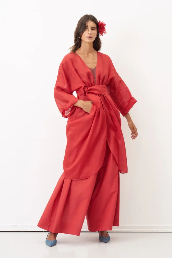 Kırmızı Monopetra Kimono - 4