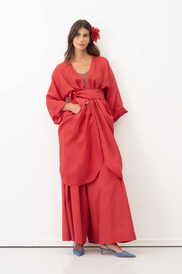 Kırmızı Monopetra Kimono - 1