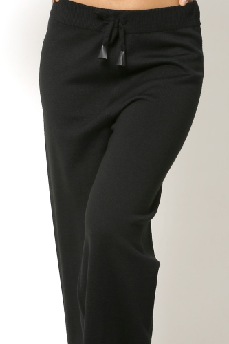 Knit Fabric Pants - Black - 4