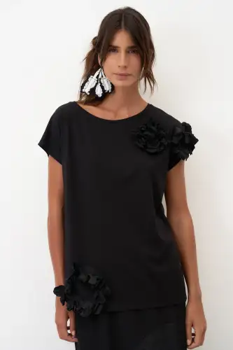 Kokkino Güllü Bluz - Siyah - 1
